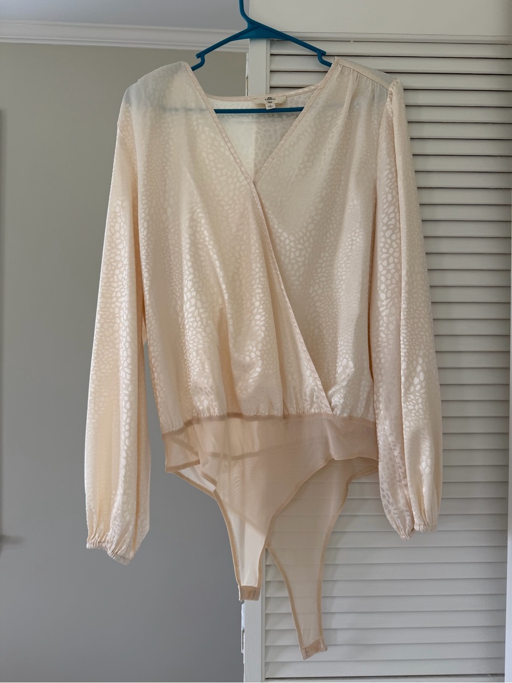 entro Women's Cream Satin Wrap Bodysuit